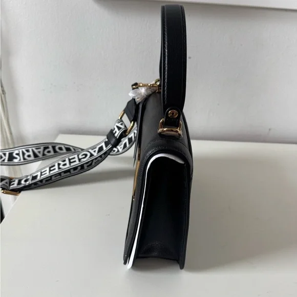 Karl Lagerfeld Black Crossbody Bag with Gold Accents - Picture 3 of 7
